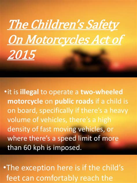 CHILDREN'S SAFETY ON MOTORCYCLES ACT OF 2015.